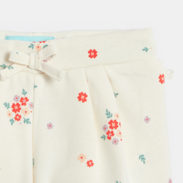 بنطال ميلتون أبيض بطبعة الأزهار للفتيات الصغيرات.